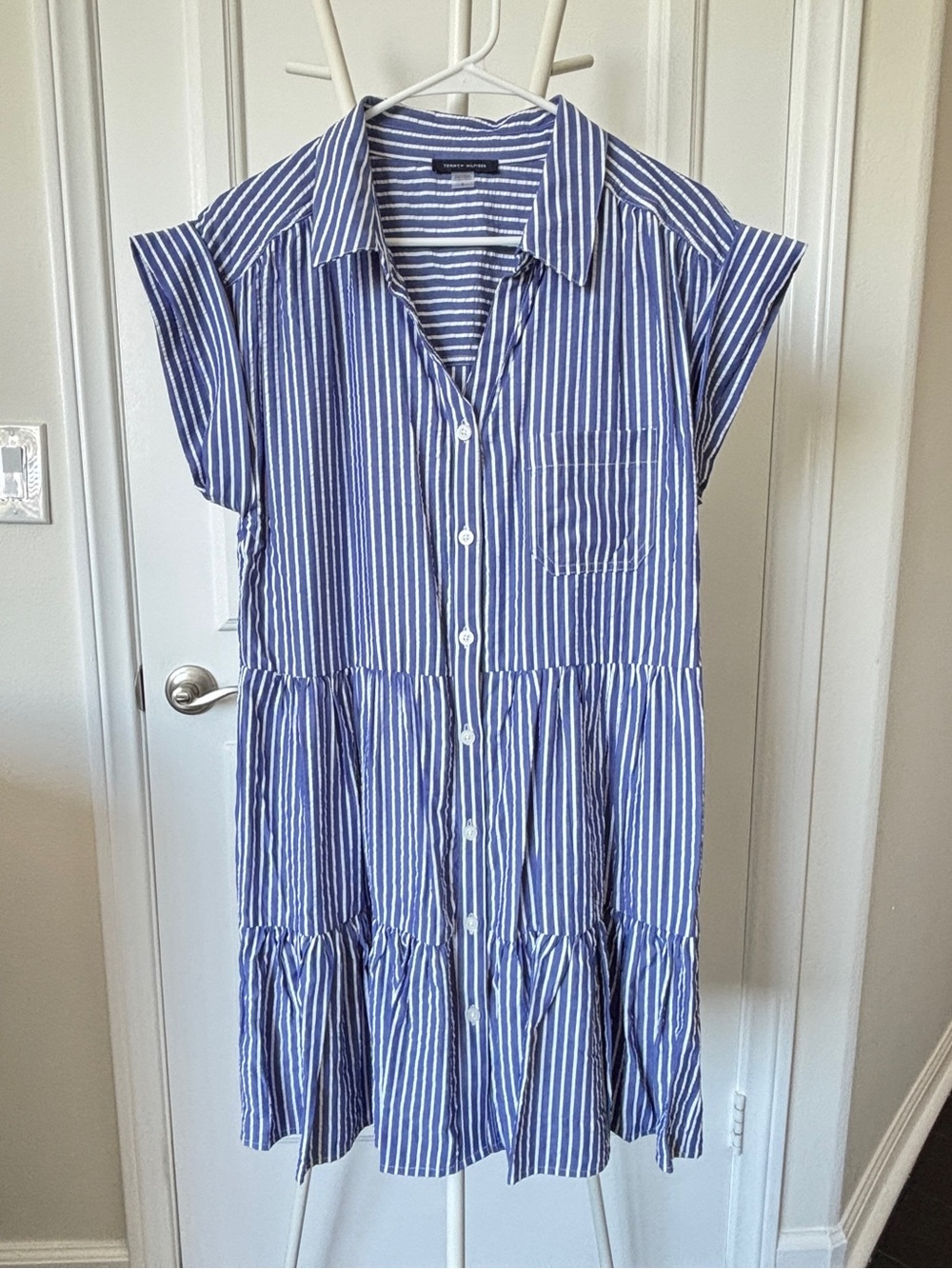 NWOT Tommy Hilfiger Blue & White Striped Shirt Dress Size 8